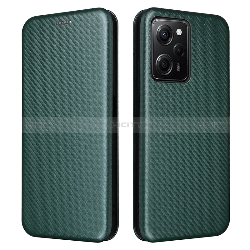 Coque Portefeuille Livre Cuir Etui Clapet L02Z pour Xiaomi Poco X5 Pro 5G Vert Plus