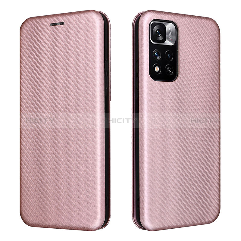 Coque Portefeuille Livre Cuir Etui Clapet L02Z pour Xiaomi Redmi Note 11S 5G Or Rose Plus