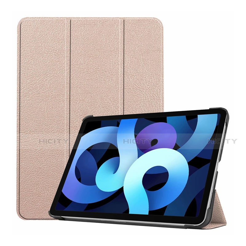 Coque Portefeuille Livre Cuir Etui Clapet L03 pour Apple iPad Air 5 10.9 (2022) Or Plus