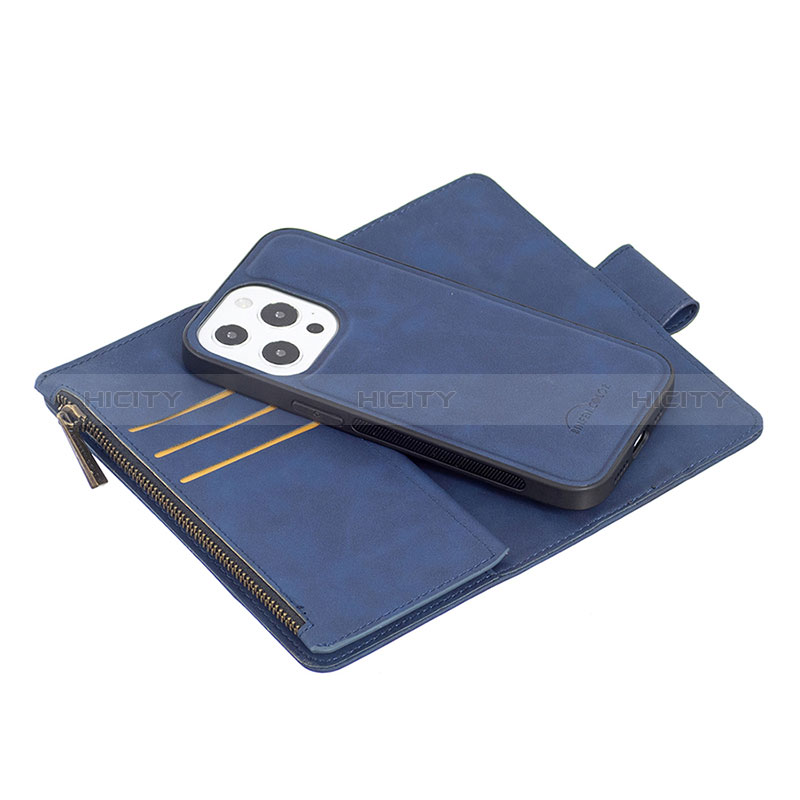 Coque Portefeuille Livre Cuir Etui Clapet L03 pour Apple iPhone 14 Pro Bleu Plus