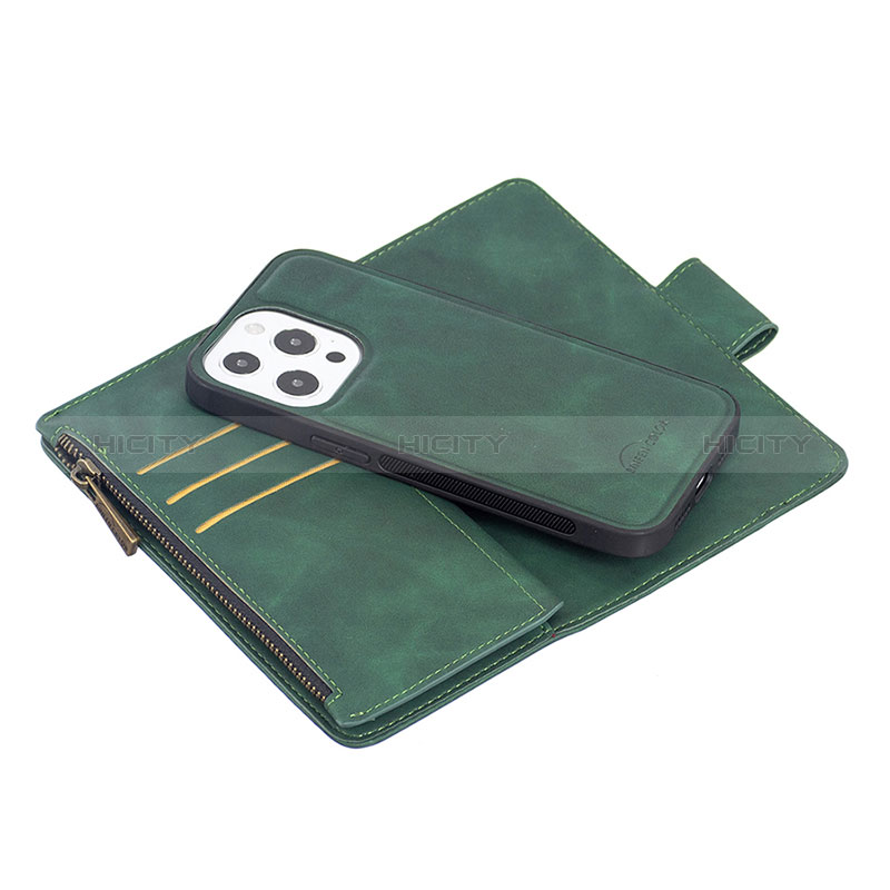 Coque Portefeuille Livre Cuir Etui Clapet L03 pour Apple iPhone 14 Pro Vert Plus