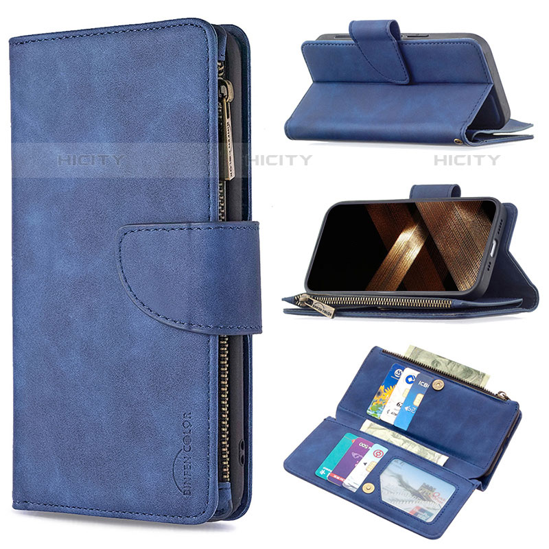 Coque Portefeuille Livre Cuir Etui Clapet L03 pour Apple iPhone 15 Pro Bleu Plus