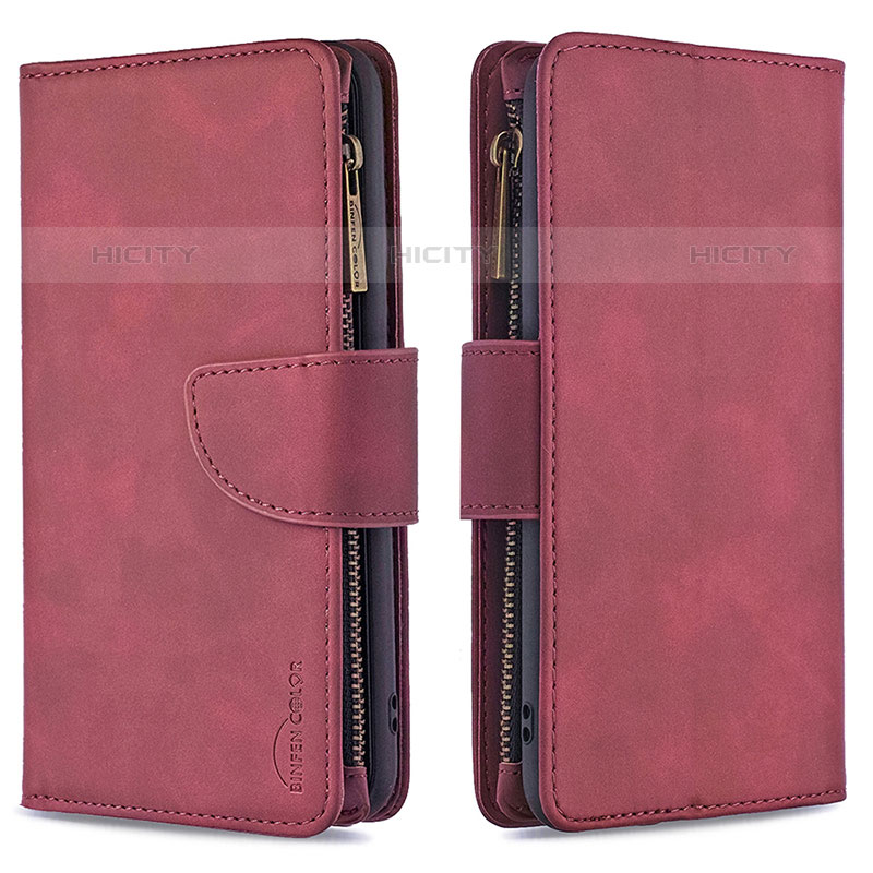 Coque Portefeuille Livre Cuir Etui Clapet L03 pour Apple iPhone 15 Pro Vin Rouge Plus