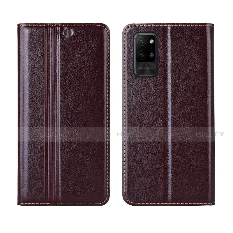 Coque Portefeuille Livre Cuir Etui Clapet L03 pour Huawei Honor Play4 Pro 5G Marron Plus