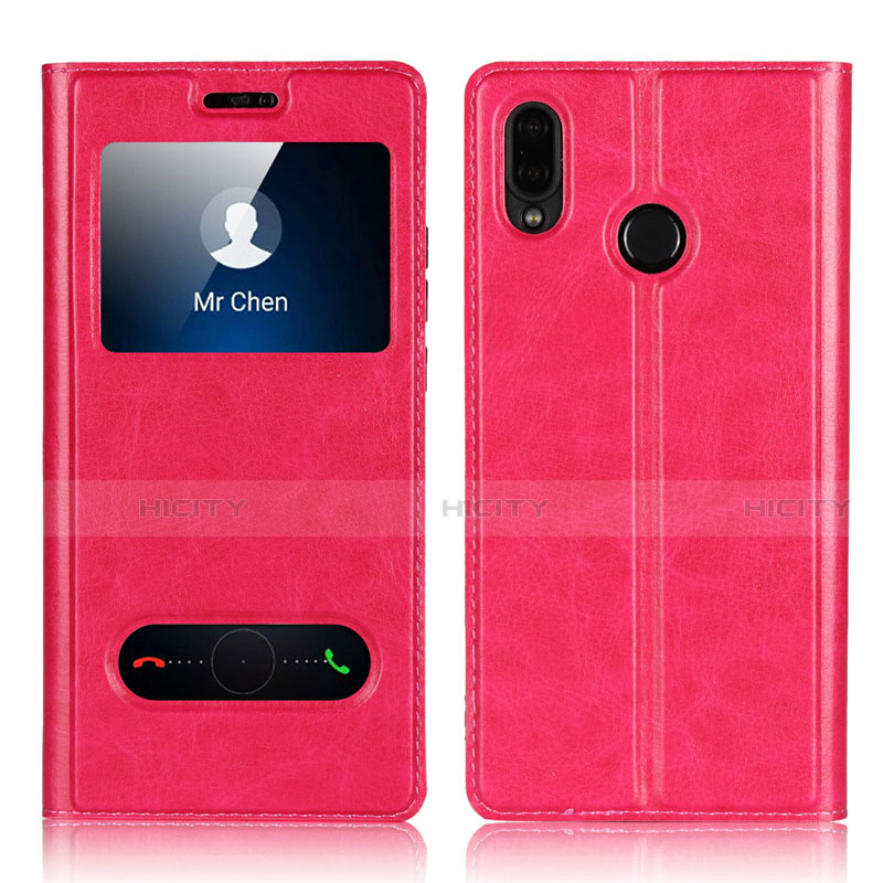 Coque Portefeuille Livre Cuir Etui Clapet L03 pour Huawei Nova 3e Rose Rouge Plus