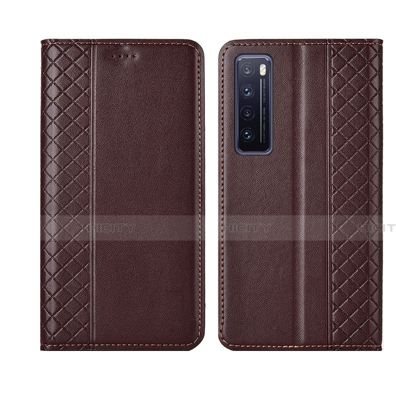 Coque Portefeuille Livre Cuir Etui Clapet L03 pour Huawei Nova 7 5G Marron Plus