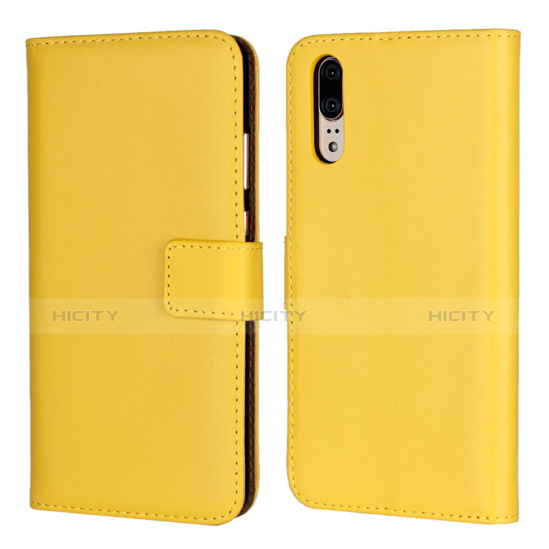 Coque Portefeuille Livre Cuir Etui Clapet L03 pour Huawei P20 Jaune Plus