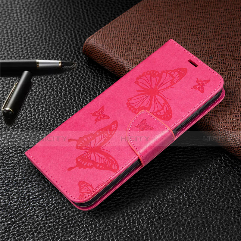 Coque Portefeuille Livre Cuir Etui Clapet L03 pour Huawei P40 Lite E Rose Rouge Plus