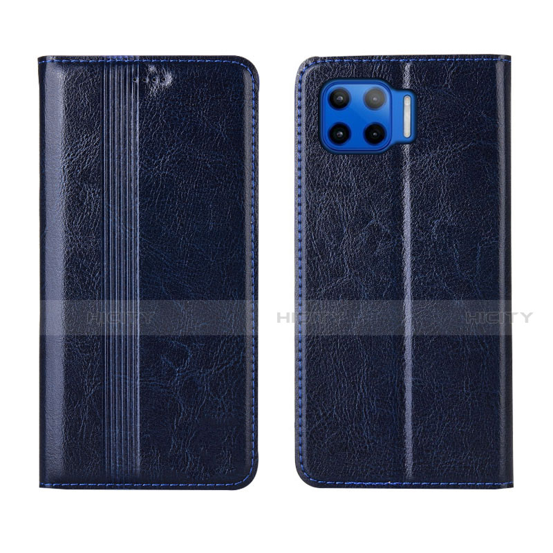 Coque Portefeuille Livre Cuir Etui Clapet L03 pour Motorola Moto G 5G Plus Bleu Plus