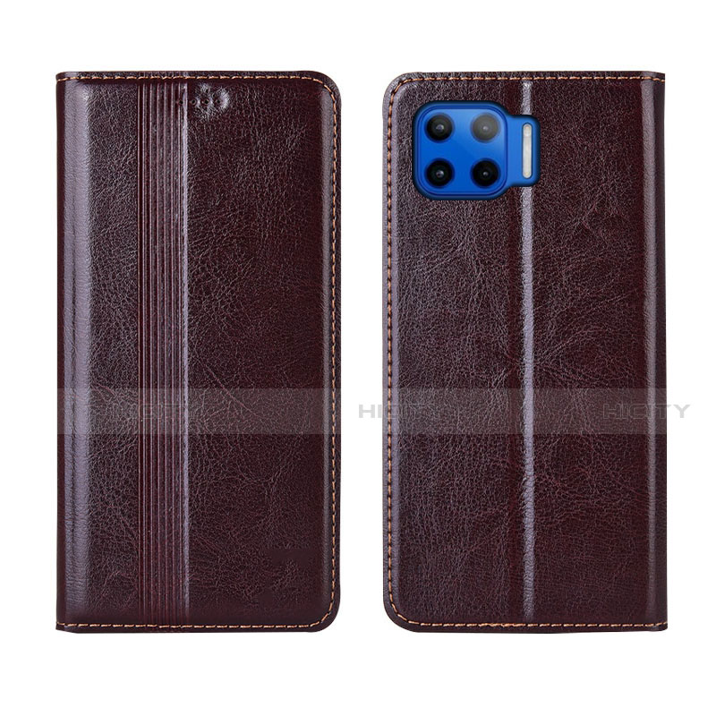 Coque Portefeuille Livre Cuir Etui Clapet L03 pour Motorola Moto G 5G Plus Marron Plus