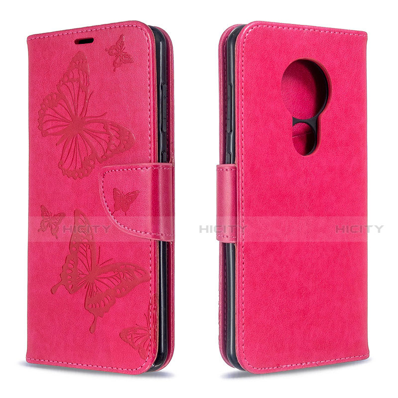 Coque Portefeuille Livre Cuir Etui Clapet L03 pour Nokia 6.2 Rose Rouge Plus