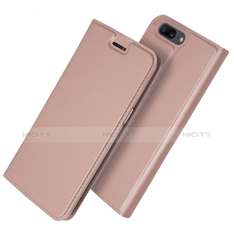 Coque Portefeuille Livre Cuir Etui Clapet L03 pour OnePlus 5T A5010 Or Rose Plus