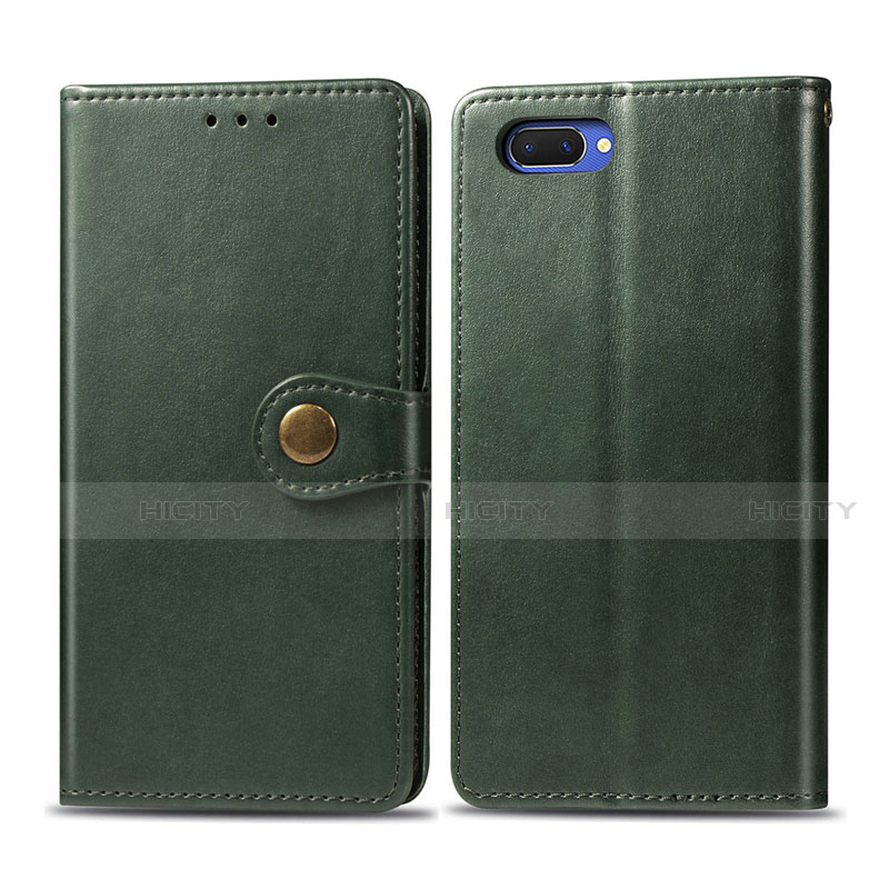 Coque Portefeuille Livre Cuir Etui Clapet L03 pour Oppo A12e Vert Plus