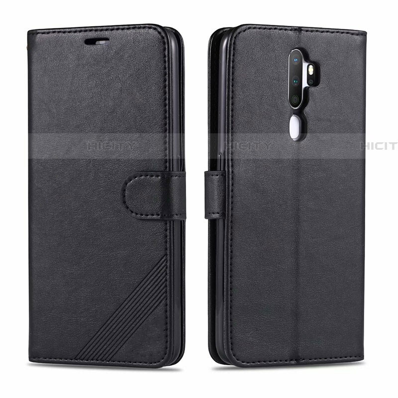 Coque Portefeuille Livre Cuir Etui Clapet L03 pour Oppo A5 (2020) Noir Plus