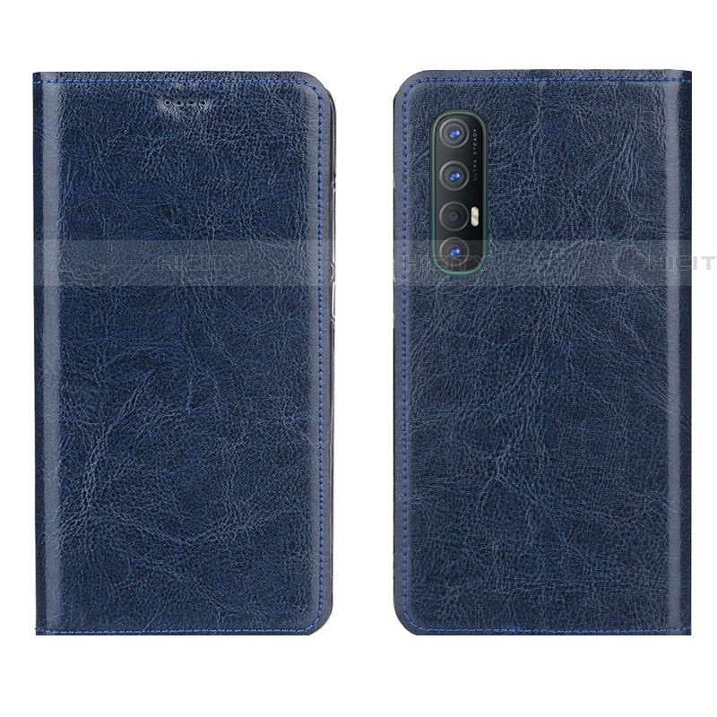 Coque Portefeuille Livre Cuir Etui Clapet L03 pour Oppo Reno3 Pro Bleu Plus