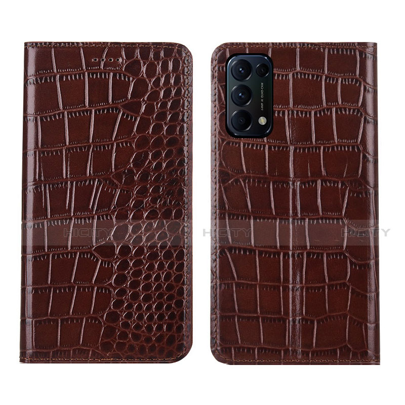 Coque Portefeuille Livre Cuir Etui Clapet L03 pour Oppo Reno5 5G Marron Plus