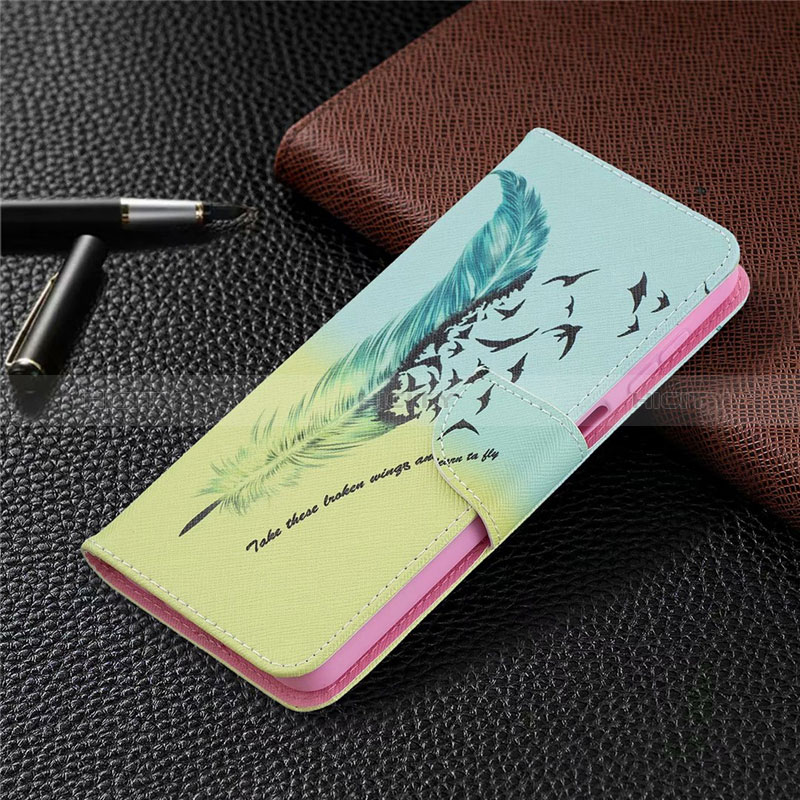 Coque Portefeuille Livre Cuir Etui Clapet L03 pour Samsung Galaxy A12 5G Cyan Plus