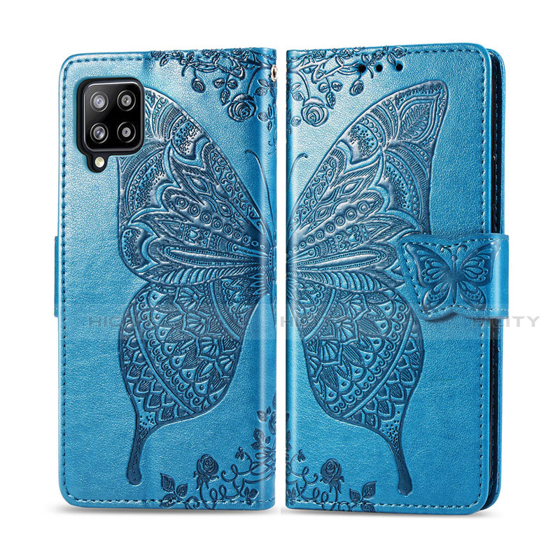 Coque Portefeuille Livre Cuir Etui Clapet L03 pour Samsung Galaxy A42 5G Bleu Ciel Plus