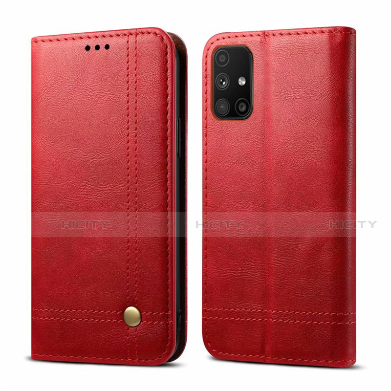 Coque Portefeuille Livre Cuir Etui Clapet L03 pour Samsung Galaxy M51 Rouge Plus