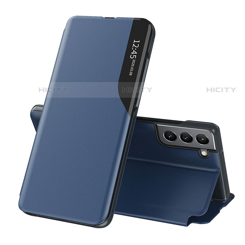 Coque Portefeuille Livre Cuir Etui Clapet L03 pour Samsung Galaxy S21 Plus 5G Bleu Plus