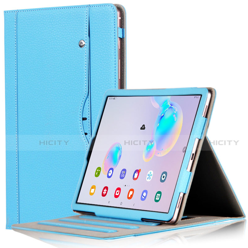 Coque Portefeuille Livre Cuir Etui Clapet L03 pour Samsung Galaxy Tab S6 10.5 SM-T860 Bleu Ciel Plus