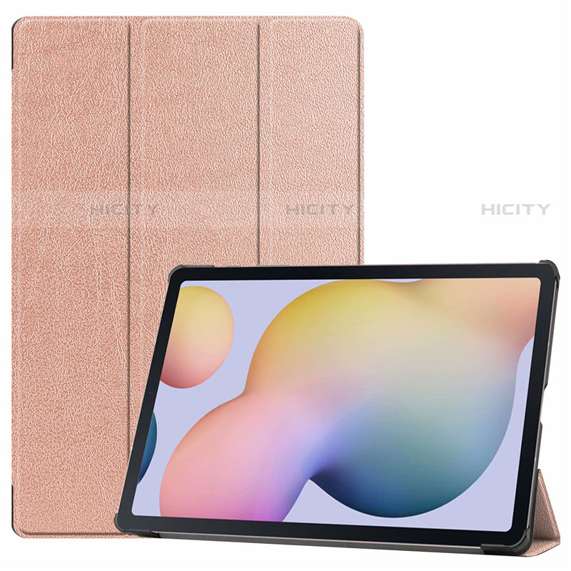 Coque Portefeuille Livre Cuir Etui Clapet L03 pour Samsung Galaxy Tab S7 Plus 5G 12.4 SM-T976 Or Rose Plus