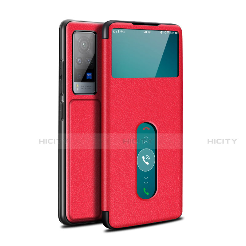 Coque Portefeuille Livre Cuir Etui Clapet L03 pour Vivo X60 Pro 5G Rouge Plus