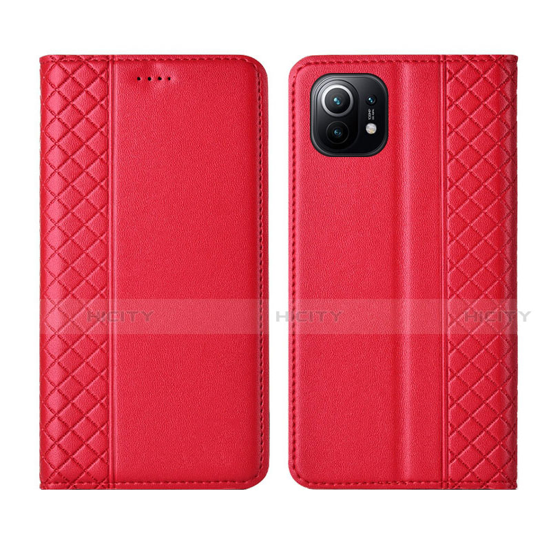 Coque Portefeuille Livre Cuir Etui Clapet L03 pour Xiaomi Mi 11 5G Rouge Plus