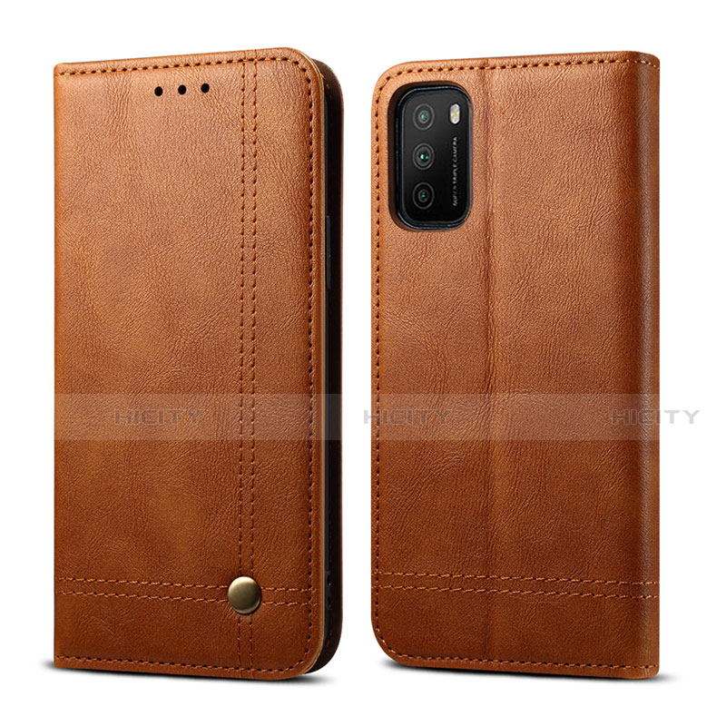 Coque Portefeuille Livre Cuir Etui Clapet L03 pour Xiaomi Poco M3 Brun Clair Plus