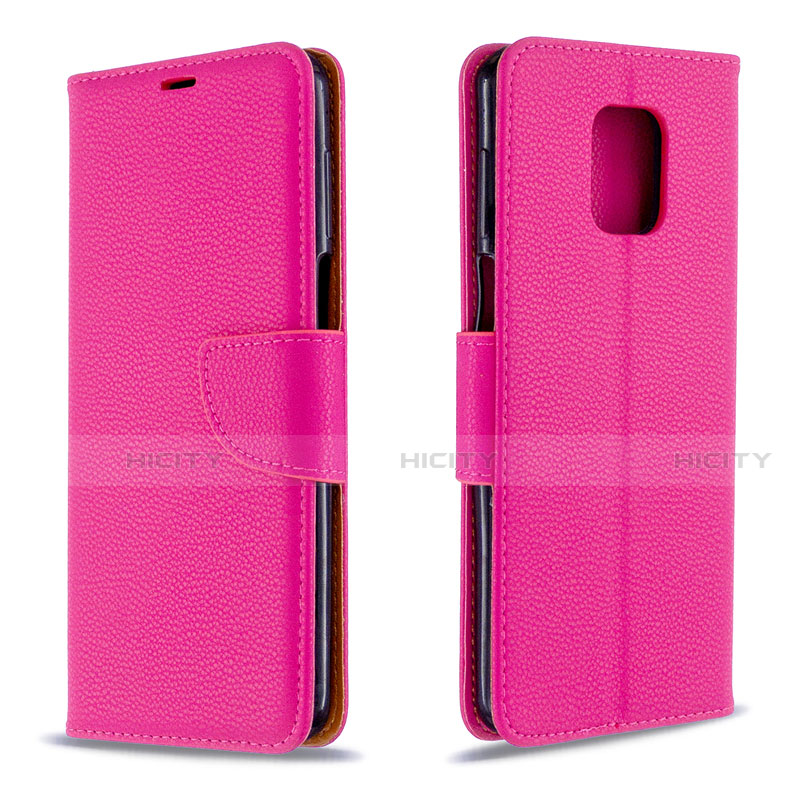 Coque Portefeuille Livre Cuir Etui Clapet L03 pour Xiaomi Redmi Note 9 Pro Max Rose Rouge Plus