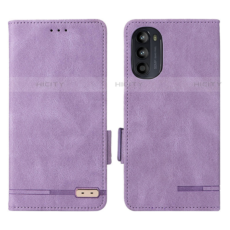 Coque Portefeuille Livre Cuir Etui Clapet L03Z pour Motorola Moto Edge (2022) 5G Violet Plus