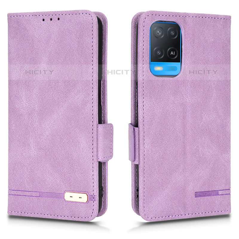 Coque Portefeuille Livre Cuir Etui Clapet L03Z pour Oppo A54 4G Violet Plus