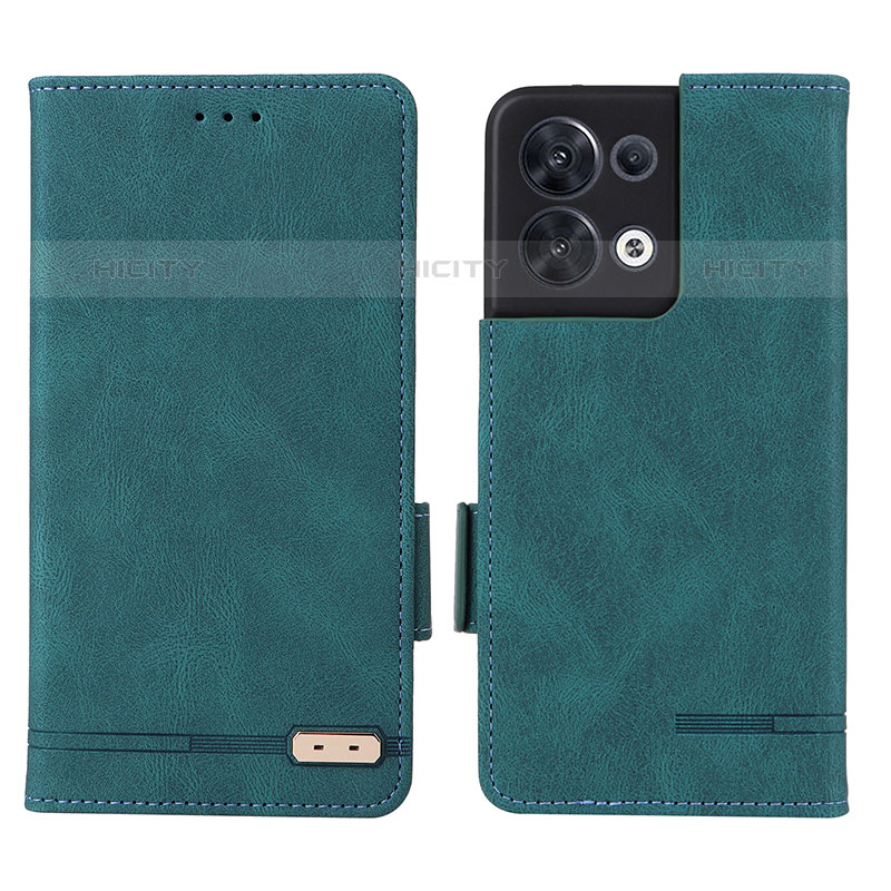 Coque Portefeuille Livre Cuir Etui Clapet L03Z pour Oppo Reno8 5G Vert Plus