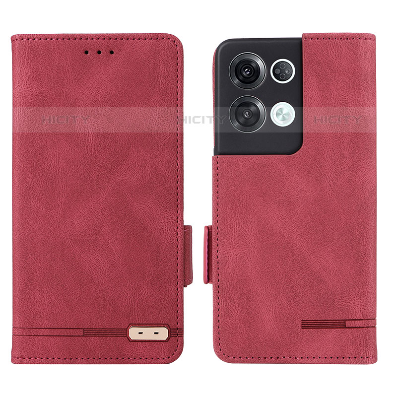 Coque Portefeuille Livre Cuir Etui Clapet L03Z pour Oppo Reno8 Pro 5G Rouge Plus