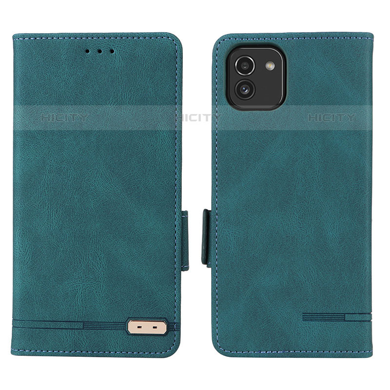 Coque Portefeuille Livre Cuir Etui Clapet L03Z pour Samsung Galaxy A03 Vert Plus