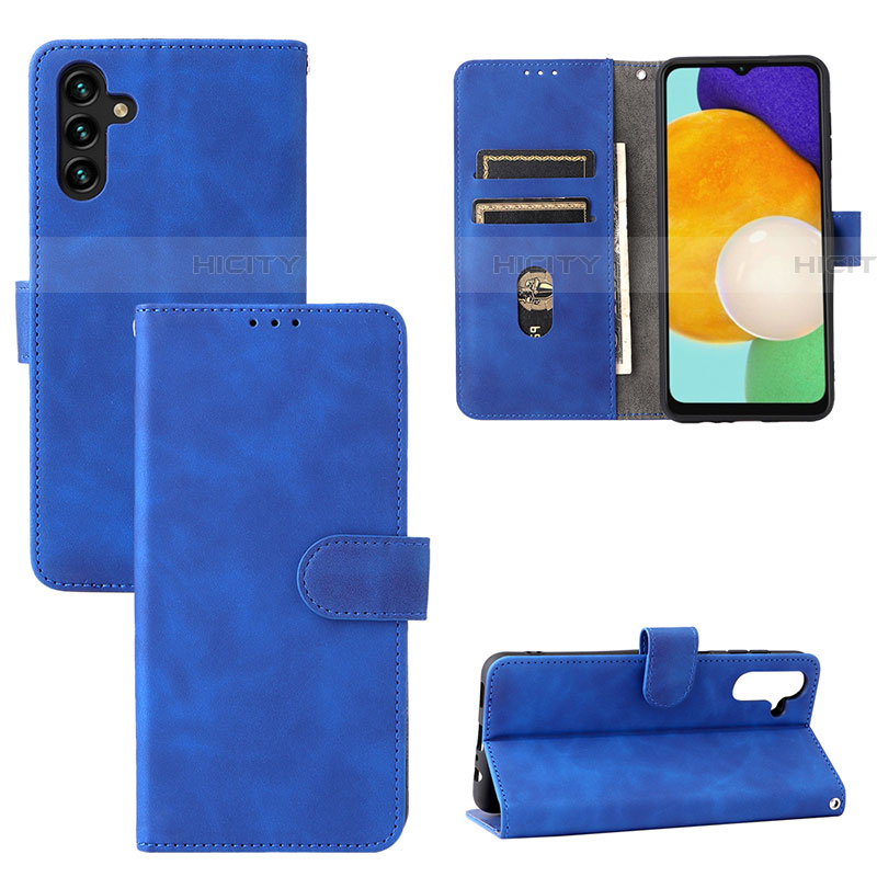 Coque Portefeuille Livre Cuir Etui Clapet L03Z pour Samsung Galaxy A04s Bleu Plus