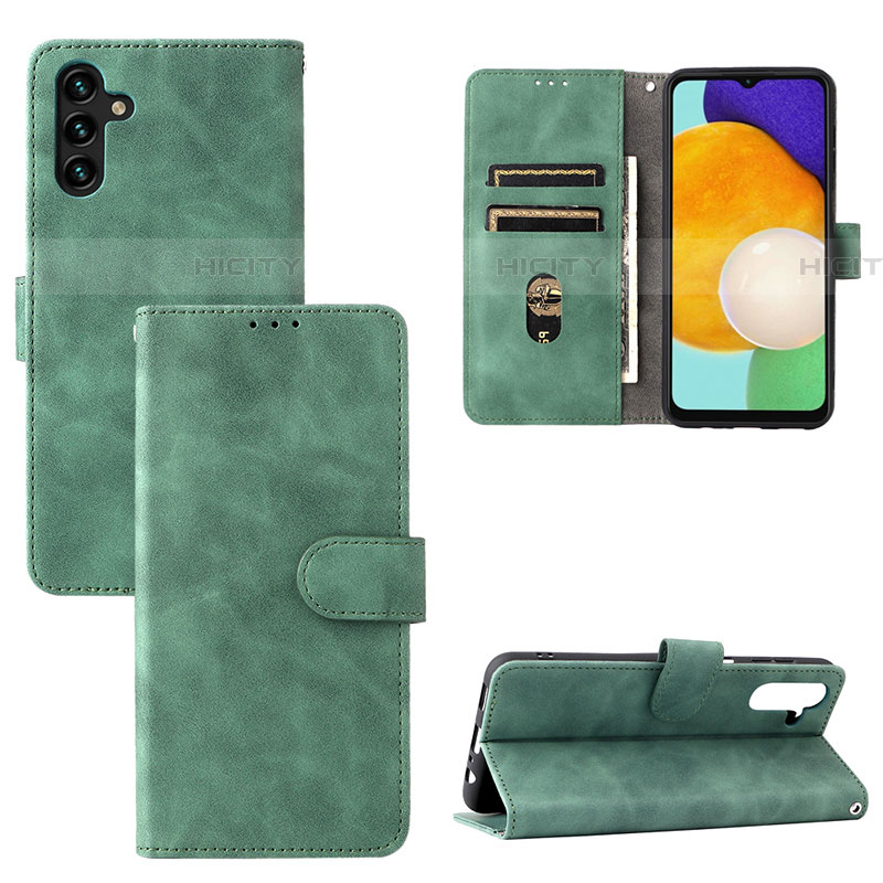 Coque Portefeuille Livre Cuir Etui Clapet L03Z pour Samsung Galaxy A04s Vert Plus