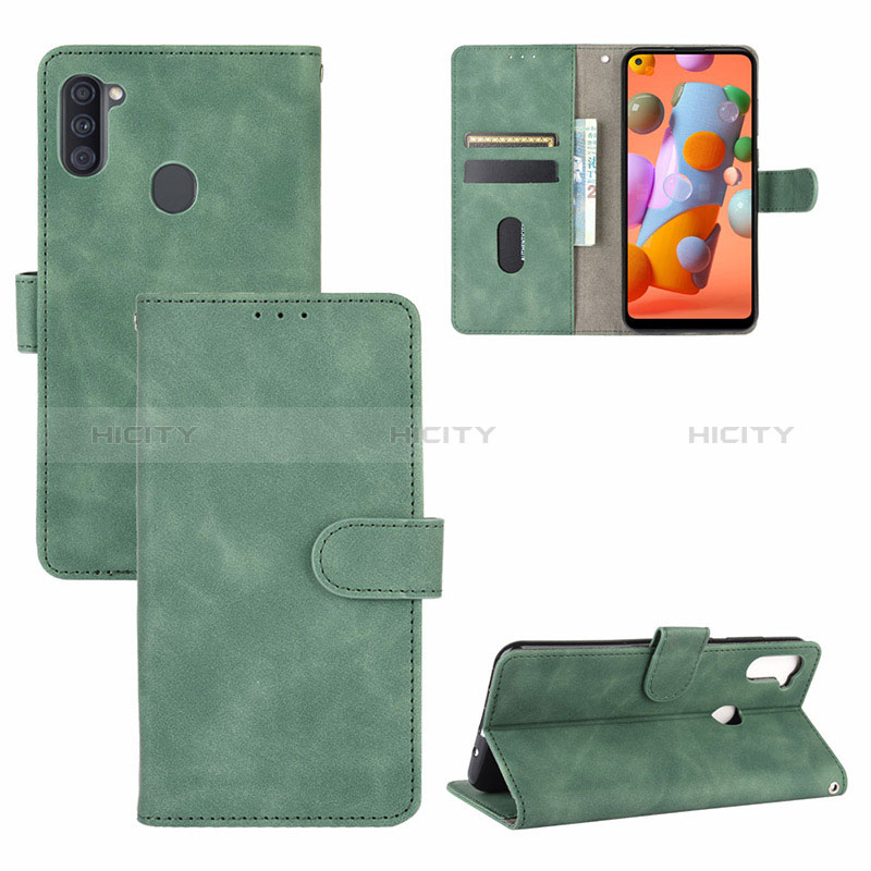 Coque Portefeuille Livre Cuir Etui Clapet L03Z pour Samsung Galaxy A11 Vert Plus