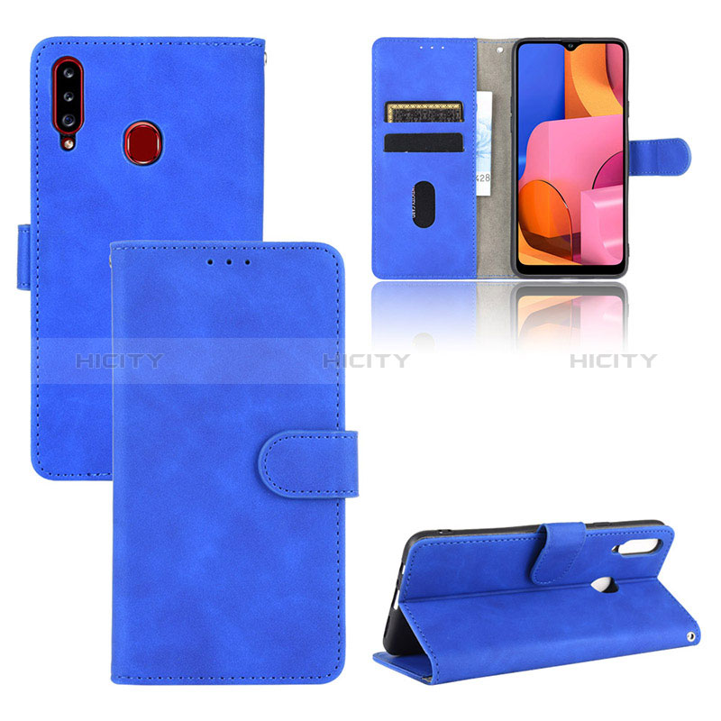 Coque Portefeuille Livre Cuir Etui Clapet L03Z pour Samsung Galaxy A20s Bleu Plus