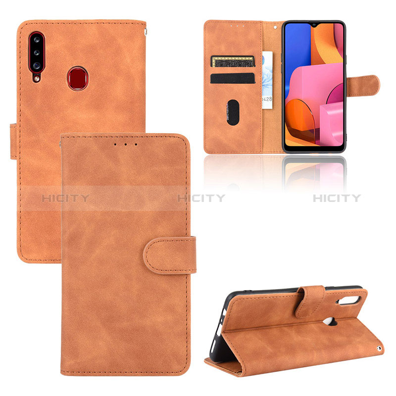 Coque Portefeuille Livre Cuir Etui Clapet L03Z pour Samsung Galaxy A20s Marron Plus