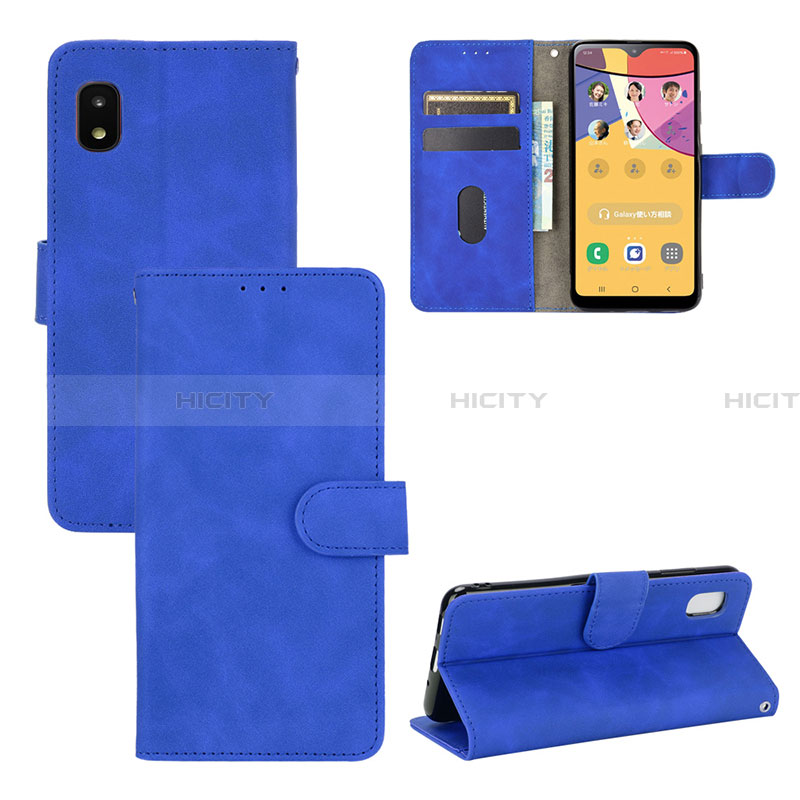 Coque Portefeuille Livre Cuir Etui Clapet L03Z pour Samsung Galaxy A21 SC-42A Bleu Plus