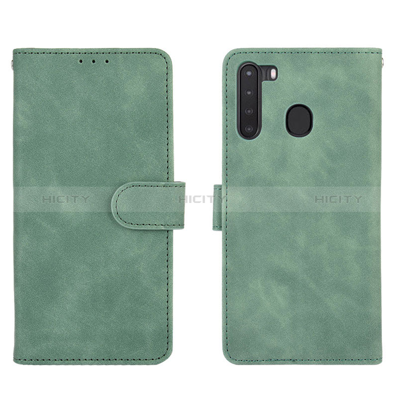 Coque Portefeuille Livre Cuir Etui Clapet L03Z pour Samsung Galaxy A21 Vert Plus