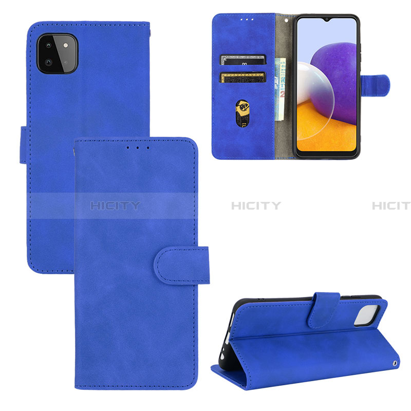 Coque Portefeuille Livre Cuir Etui Clapet L03Z pour Samsung Galaxy A22 5G Bleu Plus
