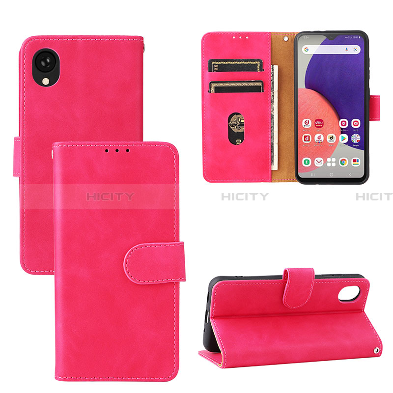 Coque Portefeuille Livre Cuir Etui Clapet L03Z pour Samsung Galaxy A22 5G SC-56B Rose Rouge Plus