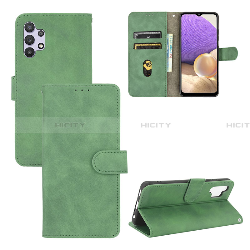 Coque Portefeuille Livre Cuir Etui Clapet L03Z pour Samsung Galaxy A32 4G Vert Plus