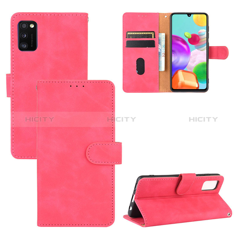 Coque Portefeuille Livre Cuir Etui Clapet L03Z pour Samsung Galaxy A41 Rose Rouge Plus