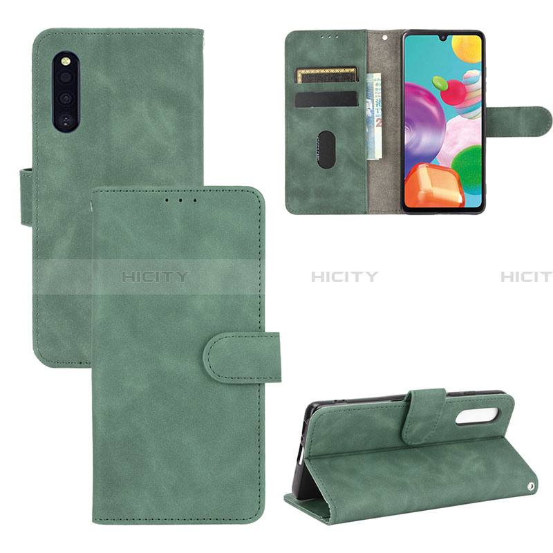 Coque Portefeuille Livre Cuir Etui Clapet L03Z pour Samsung Galaxy A41 SC-41A Vert Plus