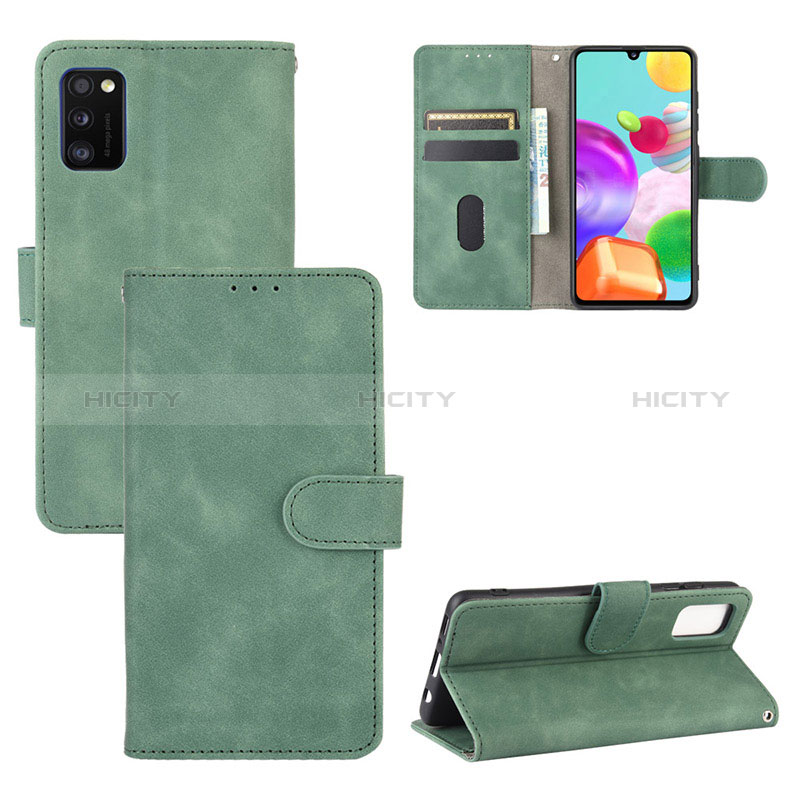 Coque Portefeuille Livre Cuir Etui Clapet L03Z pour Samsung Galaxy A41 Vert Plus