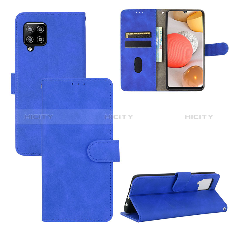 Coque Portefeuille Livre Cuir Etui Clapet L03Z pour Samsung Galaxy A42 5G Bleu Plus