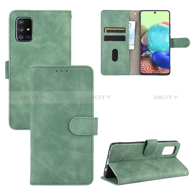 Coque Portefeuille Livre Cuir Etui Clapet L03Z pour Samsung Galaxy A51 4G Vert Plus